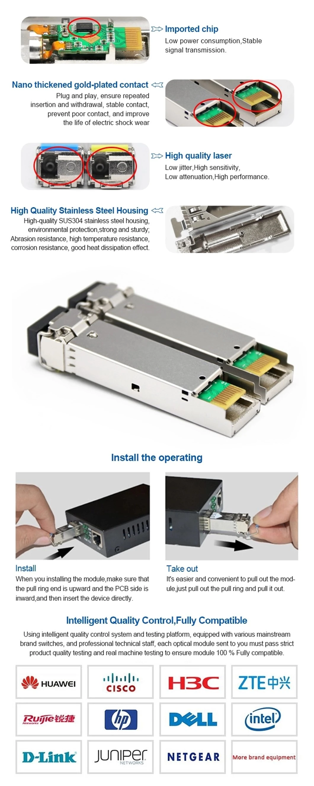 20km 100Mbps 1.25g 10g SFP Module Optical Transceiver