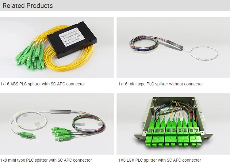 FTTH FTTB 1X2, 1X4, 1X8, 1X16, 1X32 1X64 Mini Tube Fiber Optical PLC Splitterabs Box Fiber Optic PLC Splitter