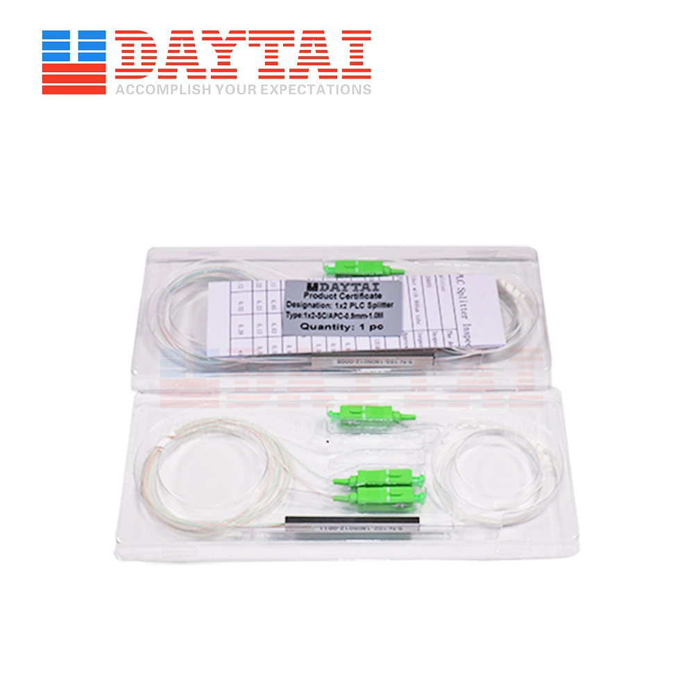 Factory Directly Sales 0.9mm Sm Fiber 1X2 PLC Splitter Mini Type with Sc/APC Connector