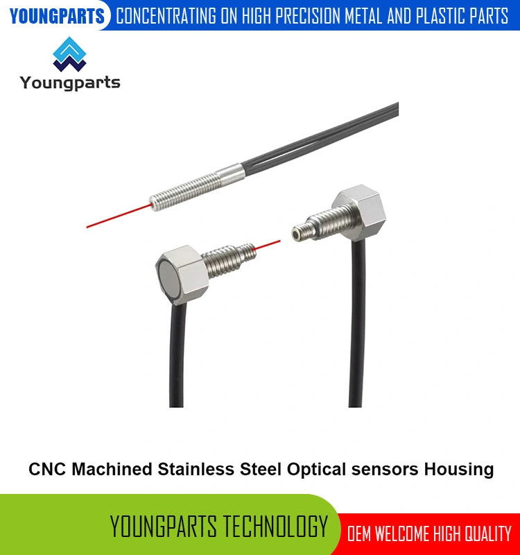 CNC Machined Stainless Steel Fiber Optic Sensors Housing Cable Connectors