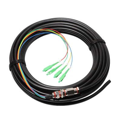 Optic Fiber Pre-Terminated Waterproof Pigtail Cable, 4 Core Waterproof Fiber Pigtail