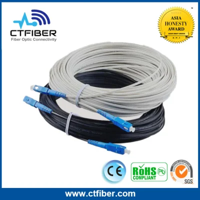 FTTH Sc to Sc Single Mode Fiber Optical Drop Wire Cable White Cable